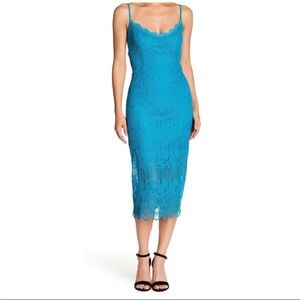 Blue lace midi dress